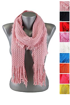 Pack of (12 pieces) Knitted Solid Scarves with Tassels