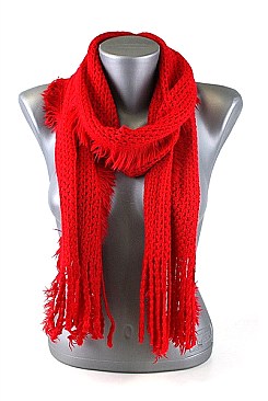 Pack of (12 pieces) Knitted Solid Scarves with Tassels