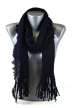 Pack of (12 pieces) Knitted Solid Scarves with Tassels