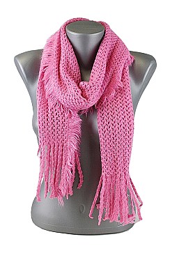 Pack of (12 pieces) Knitted Solid Scarves with Tassels