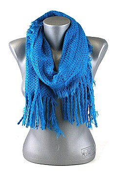 Pack of (12 pieces) Knitted Solid Scarves with Tassels