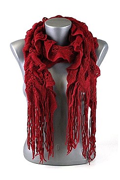 Pack of (12 pieces) Ruffled Scarves with Tassels FM-SC5106