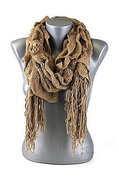 Pack of (12 pieces) Ruffled Scarves with Tassels FM-SC5106