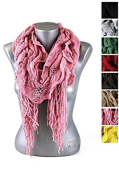 Pack of (12 pieces) Ruffled Scarves with Tassels FM-SC5106