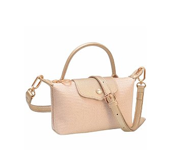 Straw LOGO Flap Crossbody Bag