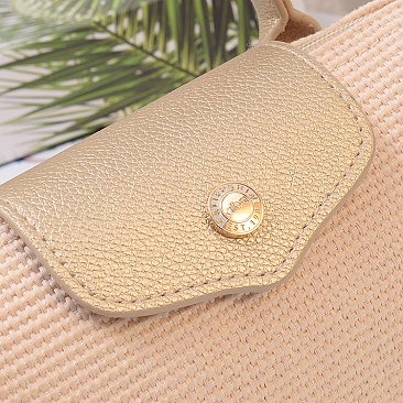 Straw LOGO Flap Crossbody Bag