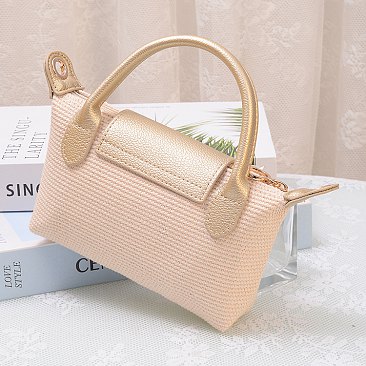 Straw LOGO Flap Crossbody Bag