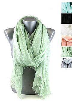 A Dozen (12pcs) Assorted Solid Mixed Scarf With Fringe