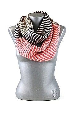 Pack of (12 Pieces) Assorted Color Stylish Multi Tone Striped Infinity Scarves FM-SCF2071