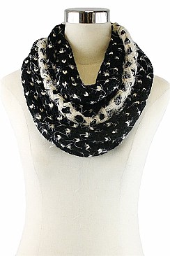 Pack of (12 Pieces) Asssorted Colors Stylish Heart Pattern Mohair Infinity Scarves FM-SCF5000