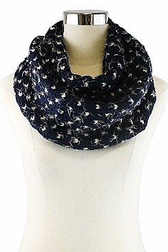 Pack of (12 Pieces) Asssorted Colors Stylish Heart Pattern Mohair Infinity Scarves FM-SCF5000