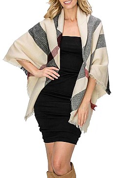 PACK OF 12 PCS ASSORTED COLOR PLAID PATTERN BLANKET SCARVES