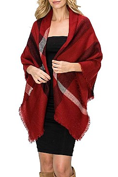 PACK OF 12 PCS ASSORTED COLOR PLAID PATTERN BLANKET SCARVES