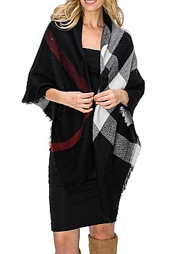 PACK OF 12 PCS ASSORTED COLOR PLAID PATTERN BLANKET SCARVES