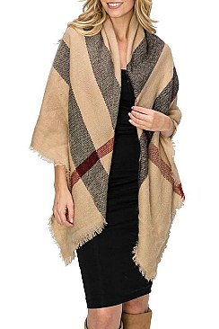 PACK OF 12 PCS ASSORTED COLOR PLAID PATTERN BLANKET SCARVES