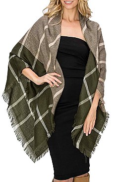 PACK OF 12 PCS ASSORTED COLOR PLAID PATTERN BLANKET SCARVES