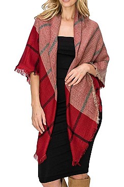PACK OF 12 PCS ASSORTED COLOR PLAID PATTERN BLANKET SCARVES