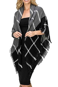 PACK OF 12 PCS ASSORTED COLOR PLAID PATTERN BLANKET SCARVES