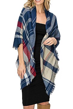 PACK OF 12 PCS ASSORTED COLOR PLAID PATTERN BLANKET SCARVES