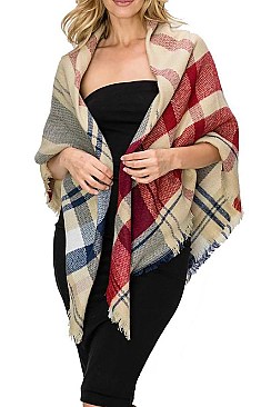 PACK OF 12 PCS ASSORTED COLOR PLAID PATTERN BLANKET SCARVES