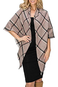 PACK OF 12 PCS ASSORTED COLOR PLAID PATTERN BLANKET SCARVES