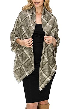 PACK OF 12 PCS ASSORTED COLOR PLAID PATTERN BLANKET SCARVES