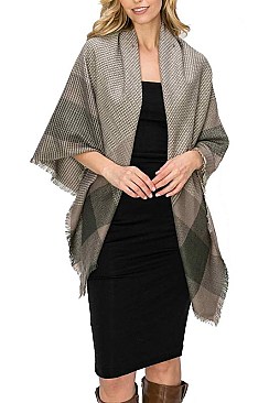 PACK OF 12 PCS ASSORTED COLOR PLAID PATTERN BLANKET SCARVES