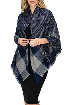 PACK OF 12 PCS ASSORTED COLOR PLAID PATTERN BLANKET SCARVES