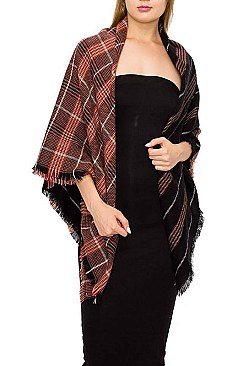 PACK OF 12 PCS ASSORTED COLOR PLAID PATTERN BLANKET SCARVES