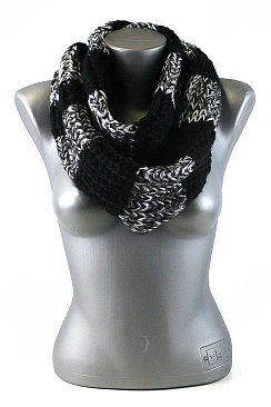 Two Tone Knitted Infinity Warm Winter Scarves