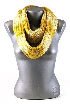 Two Tone Knitted Infinity Warm Winter Scarves