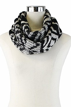 Pack of (12 Pieces) Assorted Color Stylish Geometric Tribal Knit Infinity Scarves FM-SCF732