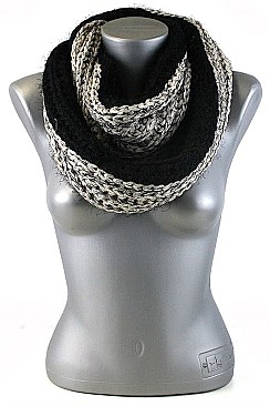 Pack of (12 Pieces) Assorted Color Stylish Multi Tone Mohair Knitted Infinity Scarves FM-SCF734