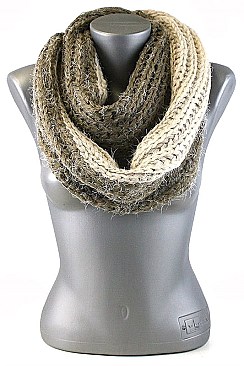 Pack of (12 Pieces) Assorted Color Stylish Multi Tone Mohair Knitted Infinity Scarves FM-SCF734