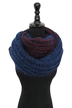 Pack of (12 Pieces) Assorted Color Stylish Multi Tone Mohair Knitted Infinity Scarves FM-SCF734