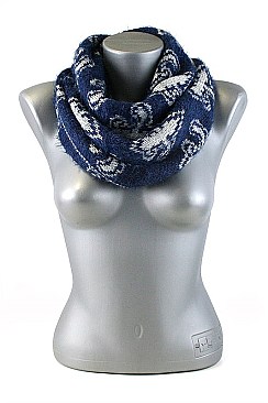 Pack of 12 pieces Fleur De Lis Print Mohair Infinity Scarves FM-SCF737