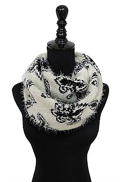 Pack of 12 pieces Fleur De Lis Print Mohair Infinity Scarves FM-SCF737