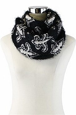 Pack of 12 pieces Fleur De Lis Print Mohair Infinity Scarves FM-SCF737