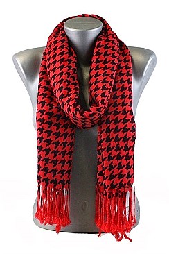 Houndstooth Print Fringe Scarves FM-SCF754