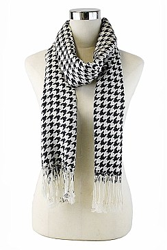 Houndstooth Print Fringe Scarves FM-SCF754
