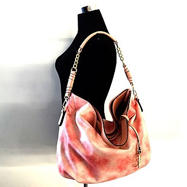 2 Tone Accented Smudged Texture Hobo