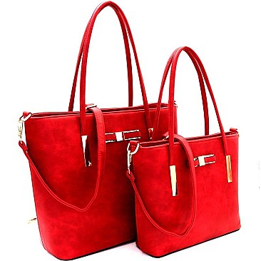 Bow Accent Twin Shopper Tote SET MH-SD7002