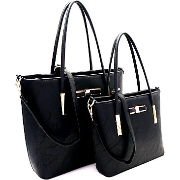 Bow Accent Twin Shopper Tote SET MH-SD7002