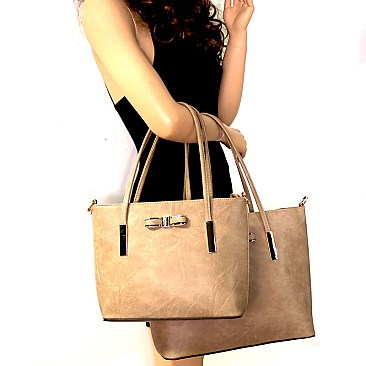 Bow Accent Twin Shopper Tote SET MH-SD7002