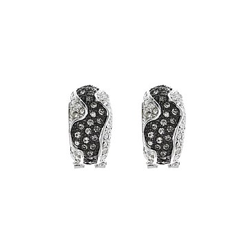 TRENDY BLACK AND WHITE PAVE STONED EARRING SLSE4353