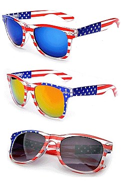PACK OF 12 ASSORTED COLOR AMERICAN FLAG SUNGLASSES