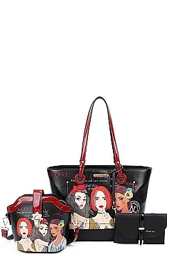 NICOLE LEE 3 PC SET SHOPPER BAG & CROSS BODY