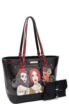 NICOLE LEE 3 PC SET SHOPPER BAG & CROSS BODY