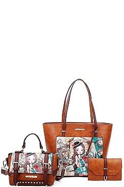 NICOLE LEE 3 PC EUROPEAN SATCHEL SET