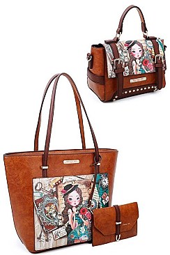 NICOLE LEE 3 PC EUROPEAN SATCHEL SET